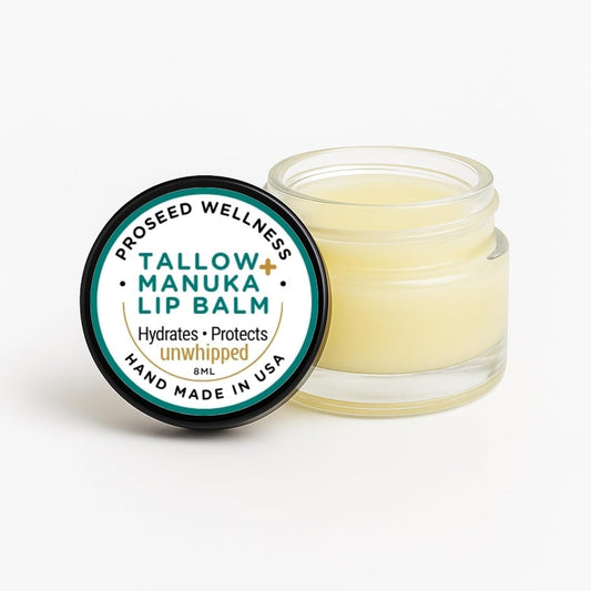 Manuka Honey Turmeric Unwhipped Tallow Lip Balm – Handmade Grass-Fed