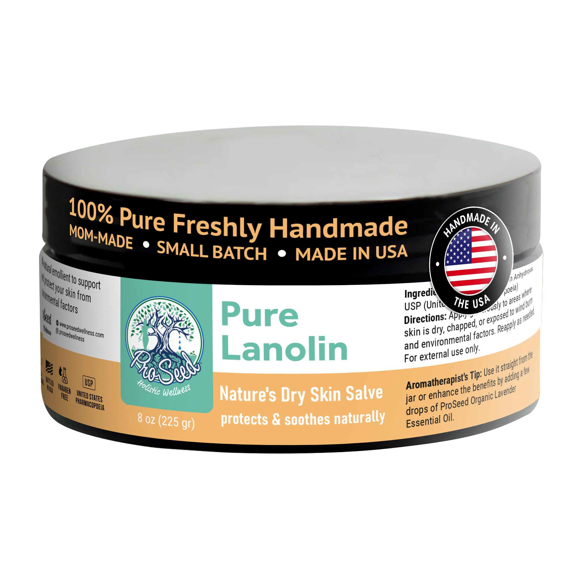 100% Pure Lanolin, Handmade in USA, Unrefined Balm, Dry & Itchy Skin, Cracked Lips, Breastfeeding, Nipple Cream, Baby Care, Moisture-Rich, Nursing Essentials & Petroleum-Free, for Hands, Face & Body
