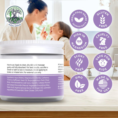 Lavender Magnesium Lotion | All-Natural - VEGAN | Handmade Fresh | KID SAFE | 2oz