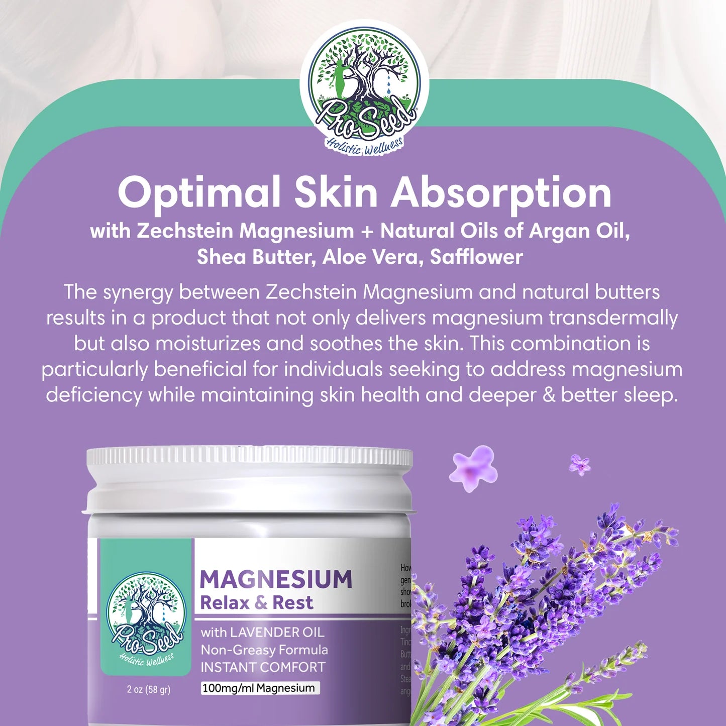 Lavender Magnesium Lotion | All-Natural - VEGAN | Handmade Fresh | KID SAFE | 2oz