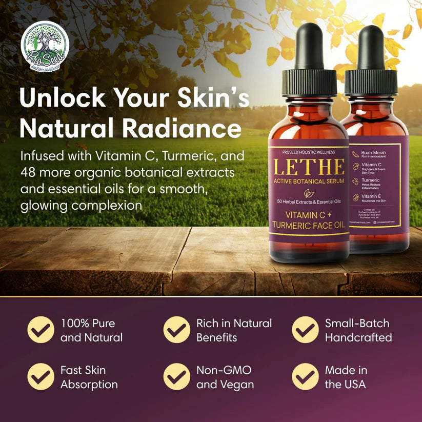 LETHE Active Botanical Serum | Brighter Tighter Younger Skin | VEGAN | Herbalist Made